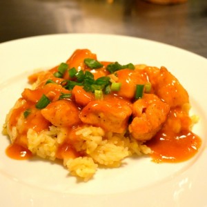 Honey Bourbon Chicken on Coconut Rice