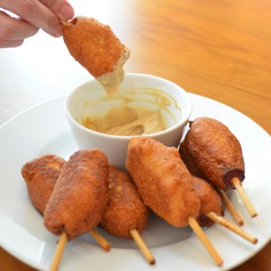 Teeny Weenie Corn Dogs Dipping