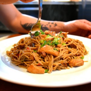 spicy thai chicken pasta finished