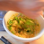 broccoli cheddar cornbread mixing