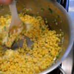 Spicy corn casserole stirring